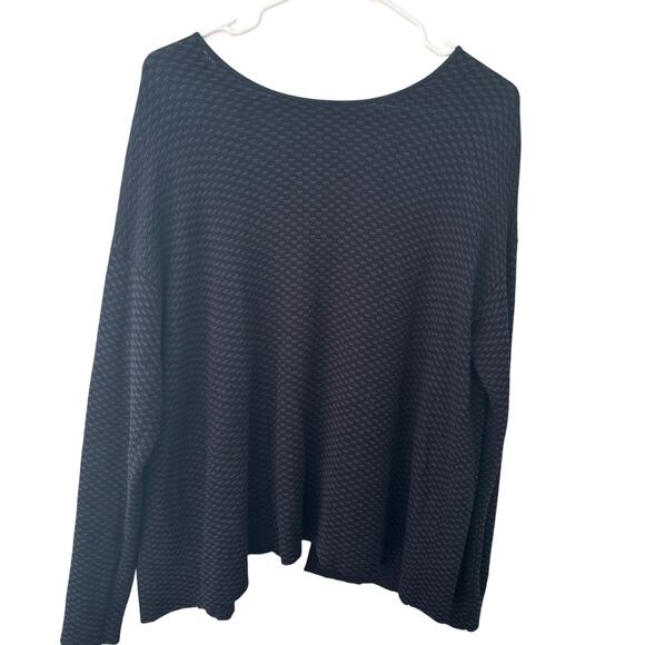 Eileen Fischer Midnight Sleek Tencel Round Neck Top Sweater Size M - Picture 3 of 8